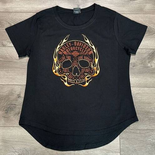 Harley Davidson  Black Graphic Scull Tee Shirt Size Large