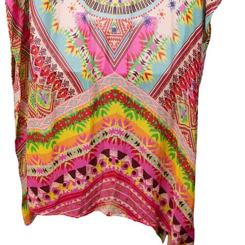 Gibson Latimer  Boho Pink Orange White Colorful Wrap NWT Small