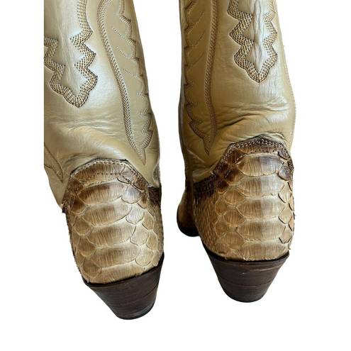 Justin Boots Justin Snakeskin Cowboy Boots Womens 5 1/2B Tall Vintage Leather L4661 USA