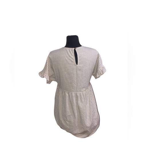 Petal and Pup  Babydoll Checkered Blouse Ruffle Sleeves