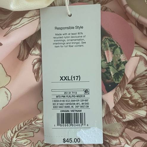 Agua Bendita  x Target Blush Romantic Floral Print Flutter Sleeve Swimsuit XXL