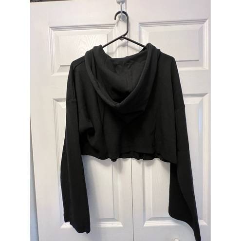 Naked Wardrobe  Size 1X Hoodie Womens Black Cropped Zip Up Solid NWT