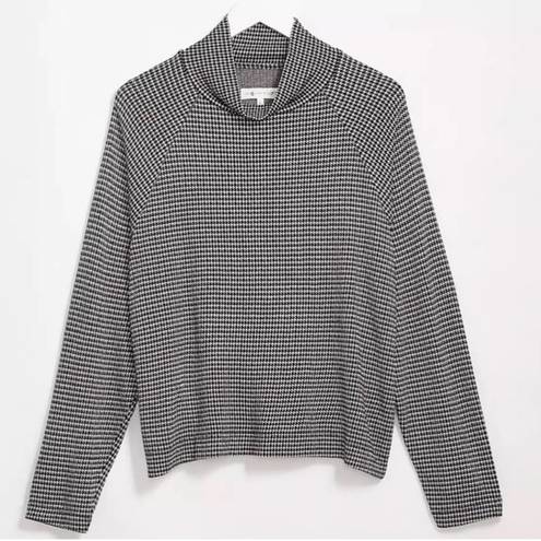 Lou & grey  Ann Taylor Loft Houndstooth Mock Neck Top Sweater Black/Brown Medium