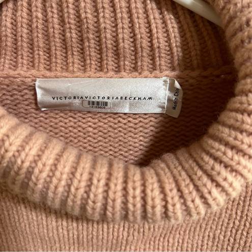 Victoria Beckham VICTORIA  Pale Pink Oversized Wool Funnel Neck Chunky Sweater L