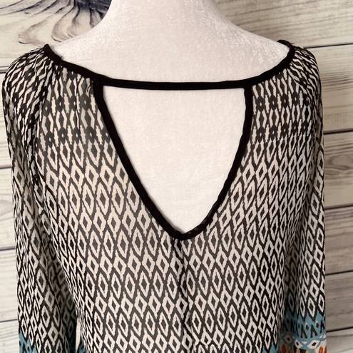 Blu Pepper Brown Patterned Sheer Blouse