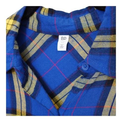 Nordstrom EUC B.P. Plaid Shirt  House Brand Blue and Yellow Top Sz XS