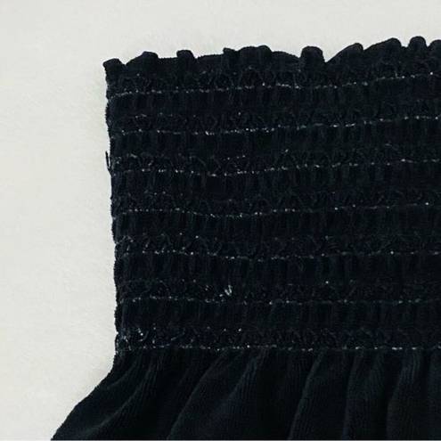Juicy Couture  | Smocked Mini Black Velour Tube Terrycloth Dress Size P