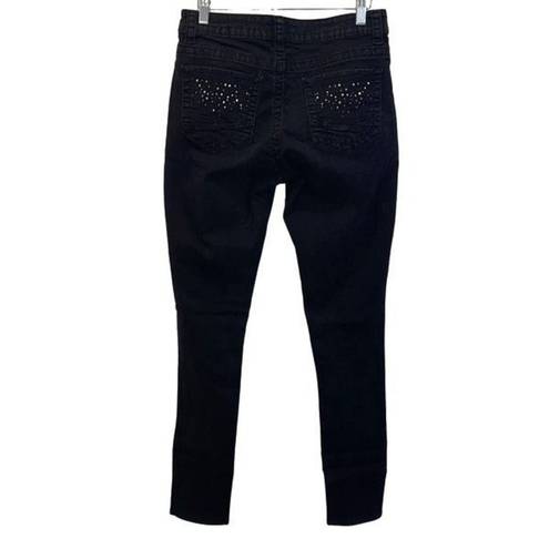 Lee  Womens Embroidered Slender Secret Low Waist Slim Skinny Jeans Black Size 27