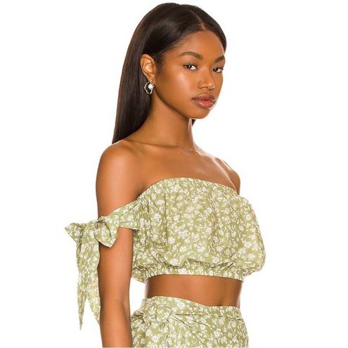 Eberjay Eberjey floral off shoulder green crop top NWT