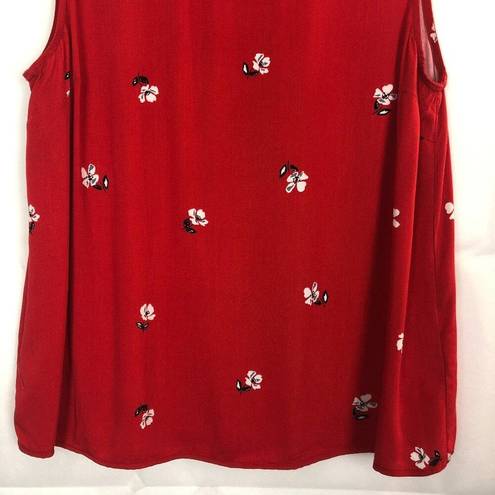 Popsugar  I Red Floral Sleeveless Top 100% Rayon