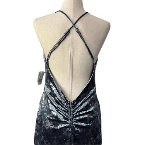 City Triangles  Printed Velvet Faux Wrap Spaghetti Strap Maxi Gown Dress NEW  11