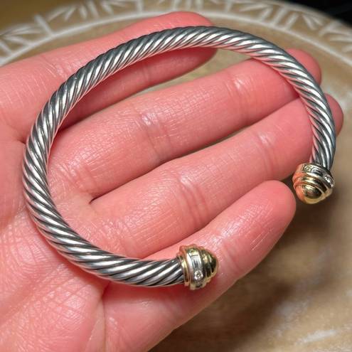 David Yurman Sterling Silver & 18K Gold Diamond Cuff Bracelet