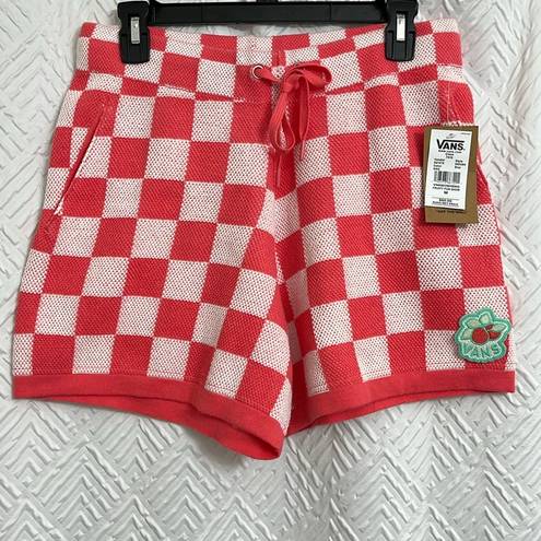 Vans NWT  Fruity Fun Shorts Checkered Cherry Hot Pink White Knit