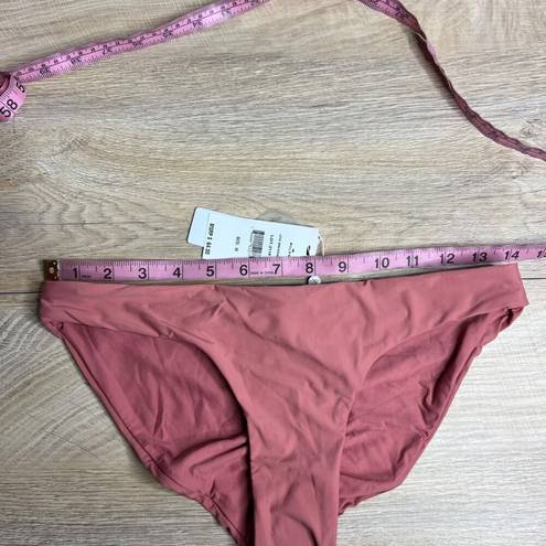 PilyQ NWT  Lotus Basic Ruched Full Bikini Bottoms Mauve Pink Hipster Low Rise M