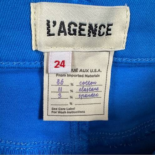 L'Agence L’agence Women’s Alexia Crop Cigarette Denim Jeans High Rise Neon Blue 24 NWT