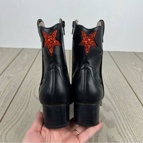 Betsey Johnson  Edison Women's Rhinestone Stars Western Boots 6 Black Multi $169