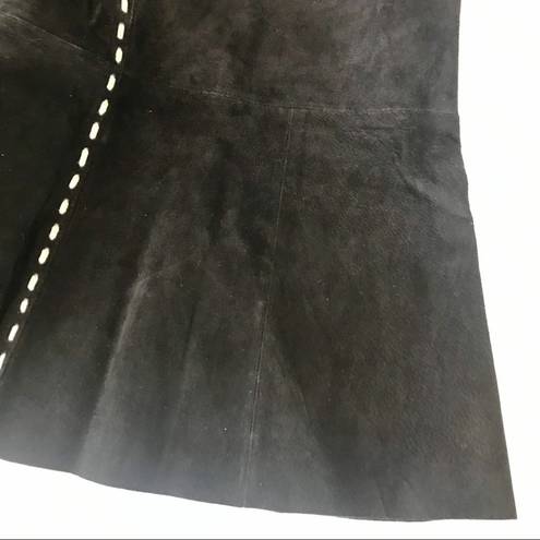 Karen Kane Vintage Y2K 90s Black Suede Leather coastal cowgirl western skirt 12