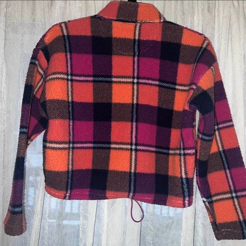 American Eagle  3/4 plaid sherpa pullover size xs NWOT