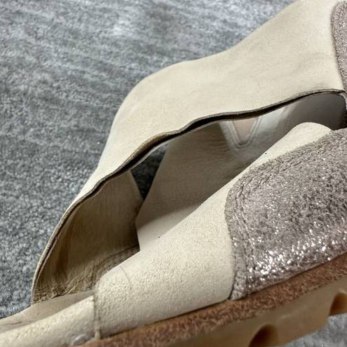 Sorel  Nadia Heel Sandals Natural Tan Rose Gold Leather Mule Slides Size 8.5