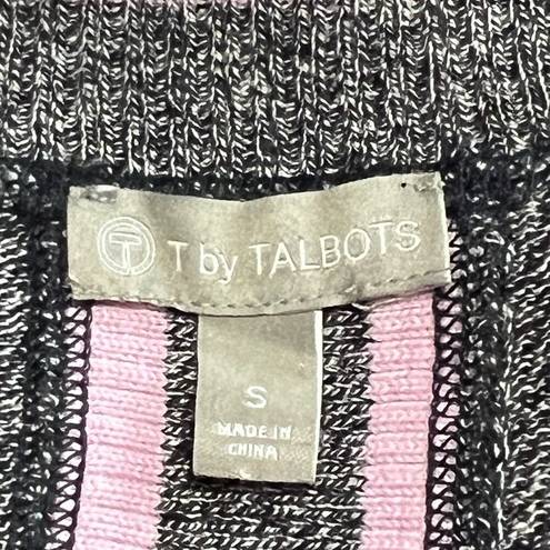 Talbots T by  Mixed Texture Marled Cardigan Womens Sz S Pink/Black/Grey Long Cozy