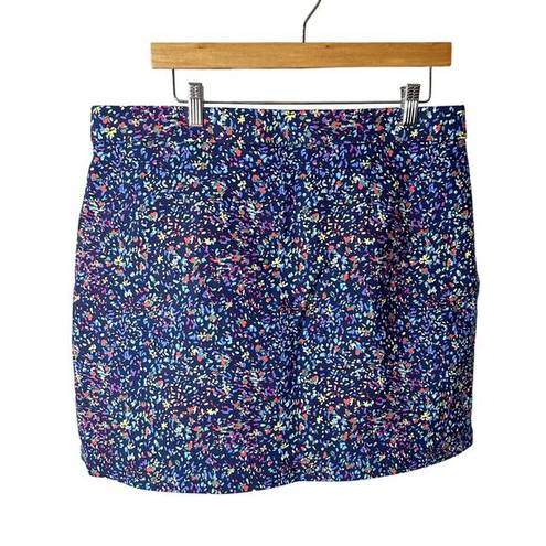 Rafaella  Skort Short Blue Floral A- Line Pull On Size XL
Stretch