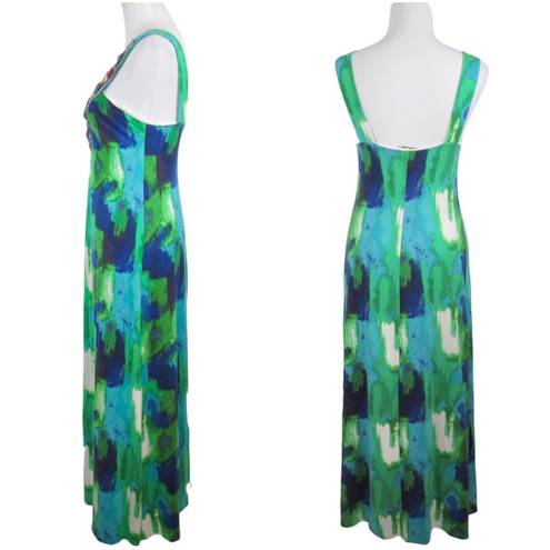 Bordeaux  Los Angeles Blue Green Beaded Maxi Dress Women’s Size Medium