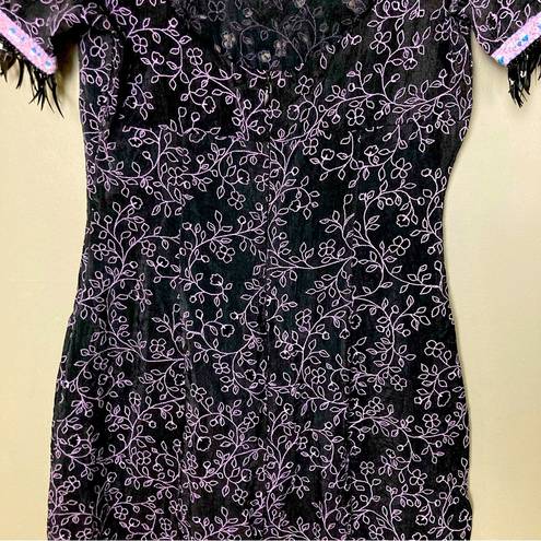 Betsey Johnson Vintage Betsy Johnson long Dress Black label witch black pink eyelet size s