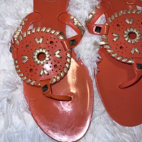 Jack Rogers  Jelly Sandals size 8 Orange and Yellow / Gold Detail