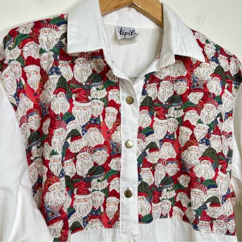 Krass&co Vintage 90s Tap &  Christmas Santa Button Down Blouse Top Women’s Size Medium