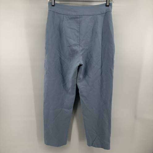 Black Halo  Quest Cropped Trouser Pants High Rise Flat Front Viscose Light Blue 0