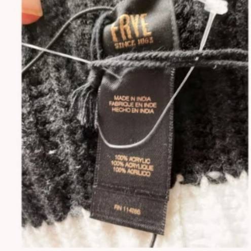 Frye  knit beanie black with white trim