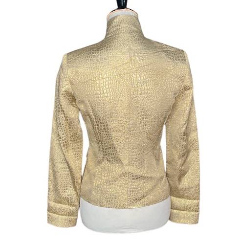 Arden B . Reptile Print Hidden Button Blazer Gold Size Small