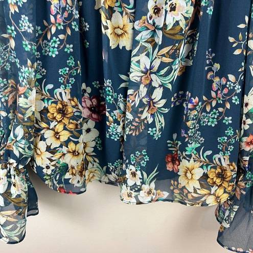 Anthropologie  Eri + Ali Velma Peasant Top Size Small Floral Blue Romantic Boho