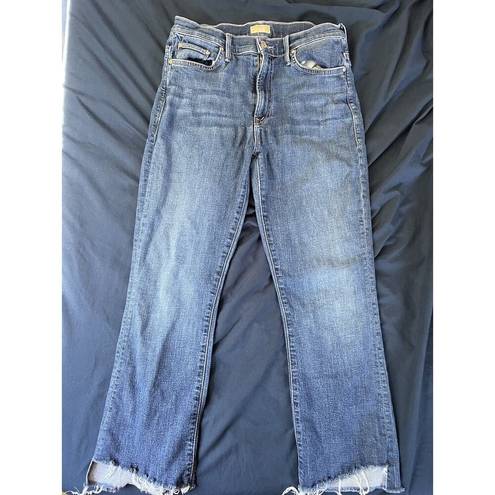 MOTHER Denim  The Insider Crop Step Fray In Girl Crush Blue Jeans Size 29