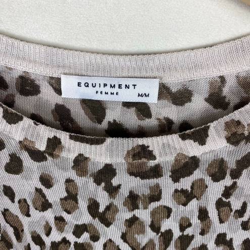 Equipment  Leopard Print Silk Short Sleeve T-shirt- Medium