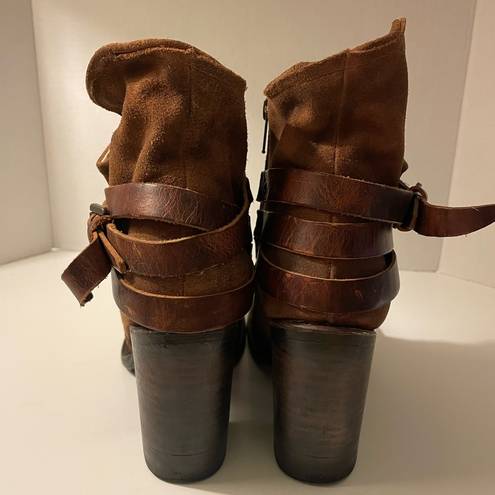 FREEBIRD by Steven Freebird by Stevens Blaze Leather Brown Ankle Booties w Straps Size 9