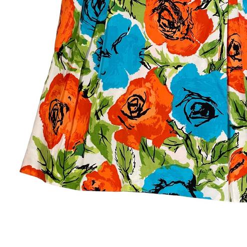 Talbots  Petites Pleated Floral A-Line Mini Skirt 100% Cotton Women's 6P Multi