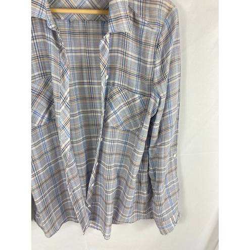 Joie  Soft Womans Plaid Lightweight Button Down Shirt Size Medium