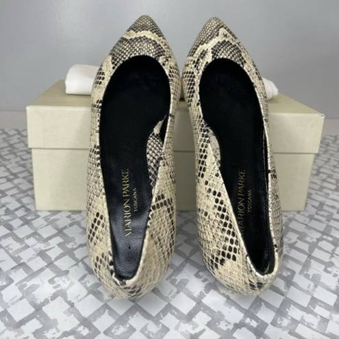 PARKE MARION  Must Have Flat Python Snake Print Classic Pointy Toe Flat, Size 37