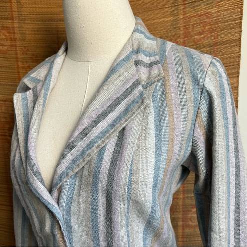 Vintage 1970’s Pastel Striped Blazer & Skirt Suit Set Small Multiple