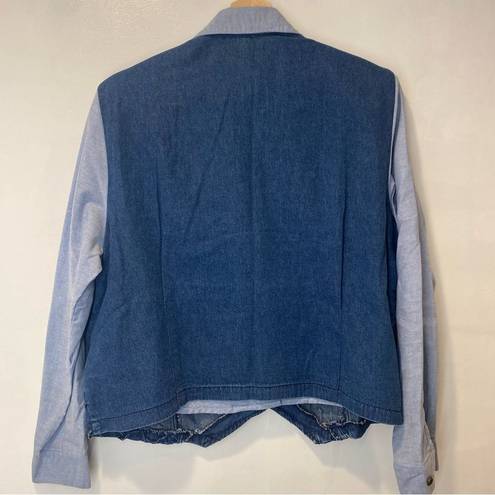 Vintage Blue Alfred Dunner  Denim Shirt Vest Combo Petite Size Large