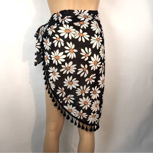 Daisy Sunday Brunch  Sarong Swimwear Tie Waist Coverup Tassel Skirt One Size