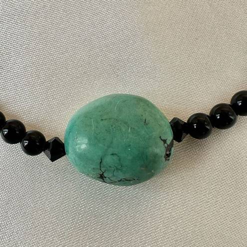 Onyx  and turquoise choker necklace