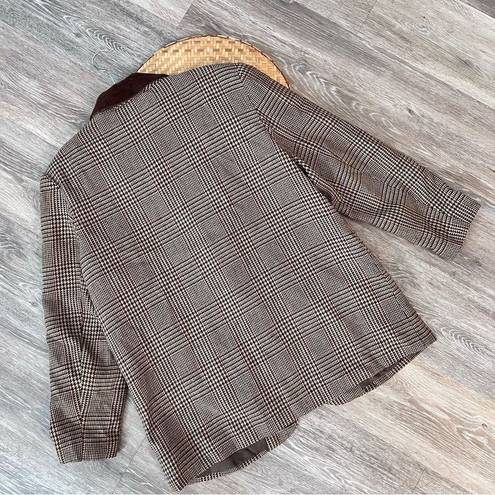 Houndstooth Vintage brown  blazer 90’s academic minimalist