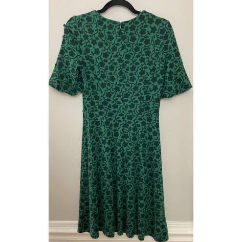 Alexis Boden  Jersey Dress In Green Enchanted Vine Size 4 Fluted‎ Sleeves