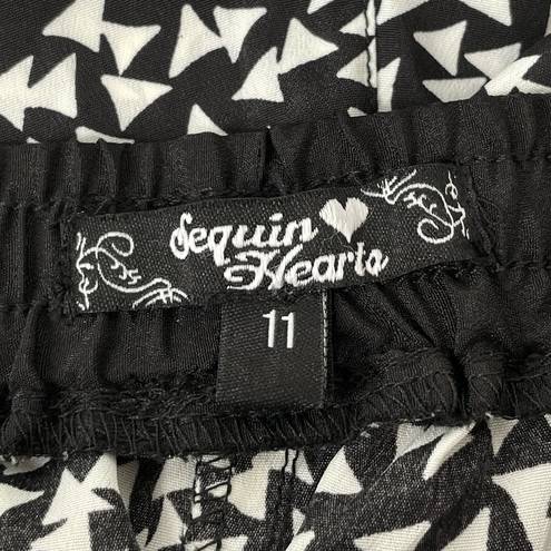 Sequin Hearts  Triangle Shapes Shorts, Black, White