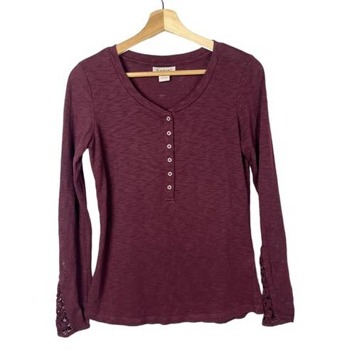 Ariat  Burgundy Red Henley Long Sleeve T-Shirt S