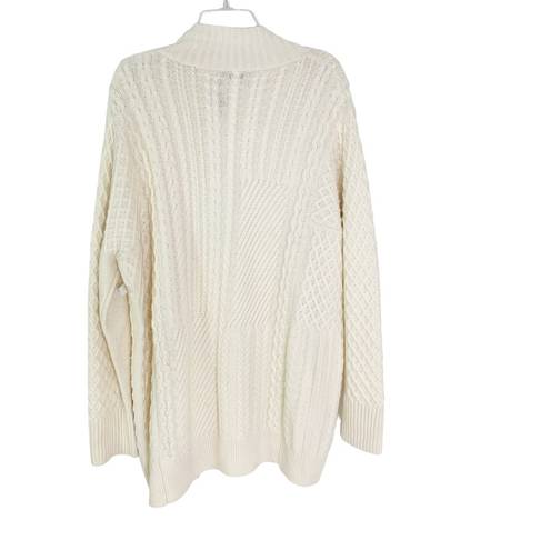 Reiss  Martha Wool Blend Cable Knit Tunic Mock Neck Sweater Cream Size L NWT