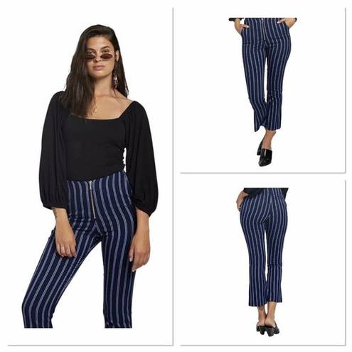 The Row STONE VOLCOM FUTURE ME STRIPE PANTS BLUE STRIPED HIGH WAISTED CROPPED ANKLE