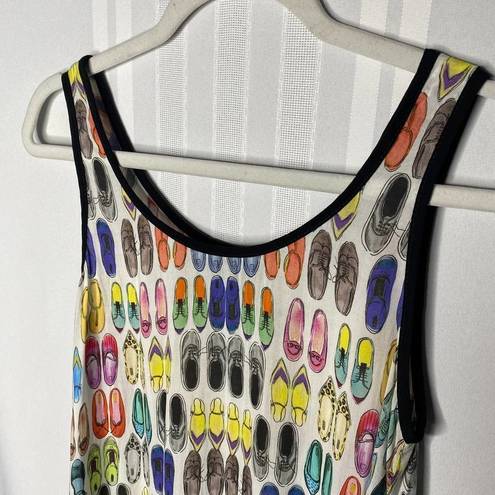 Karen Kane  Shoe Novelty Handkerchief Tank Top XS Semi Sheer Sleeveless White